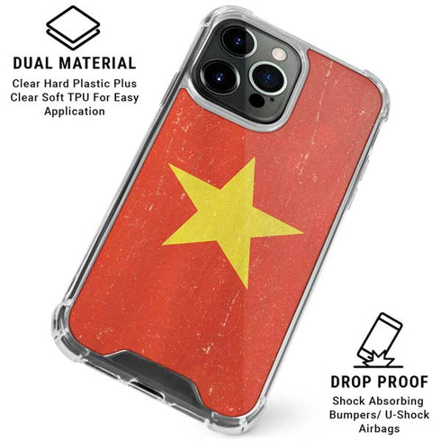 Vietnam Flag Distressed iPhone 16 Pro Clear Case